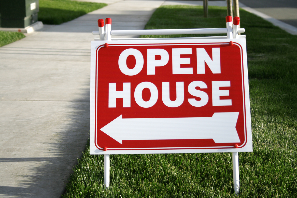 Red Open House Sign